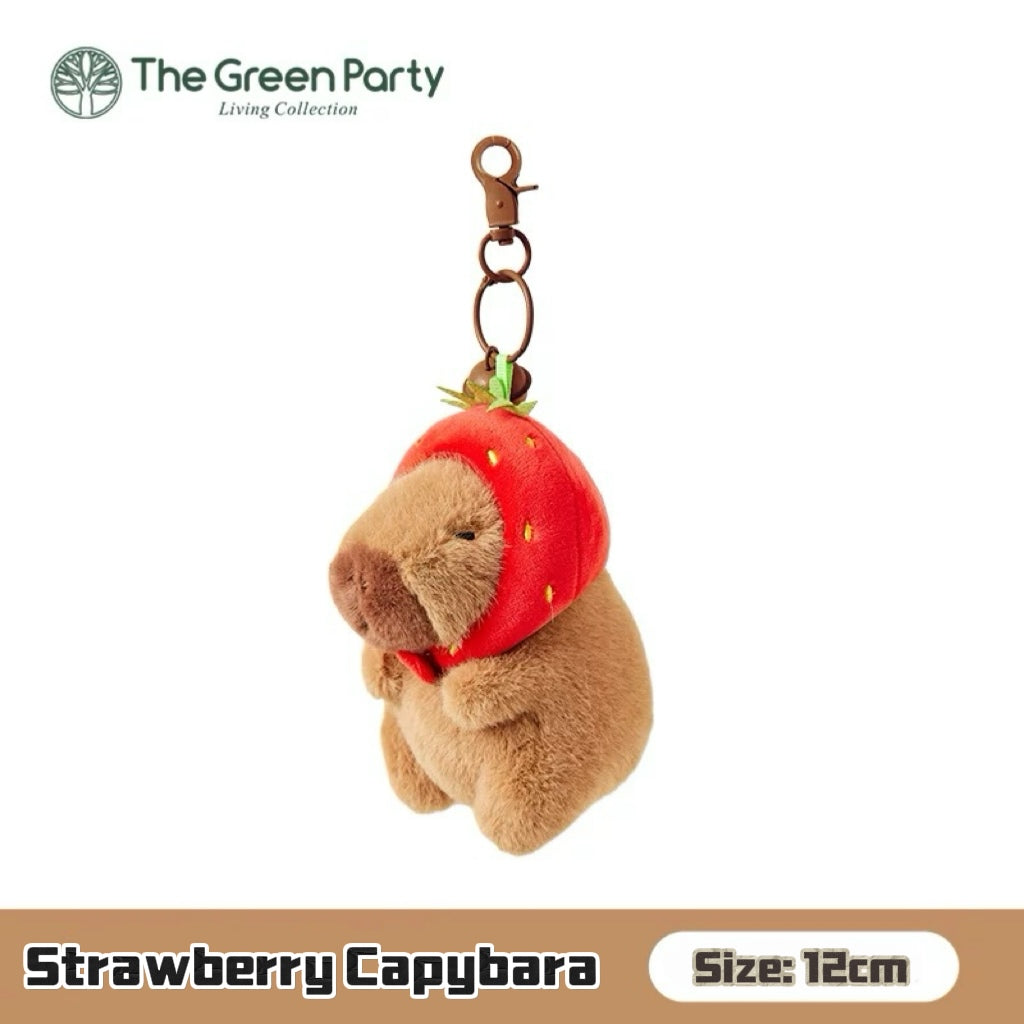 Capybara Duck and Strawberry Plush Pendant