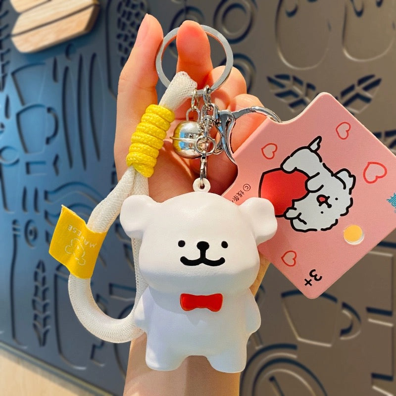 Maltese Bowtie Squishie Bag Charm